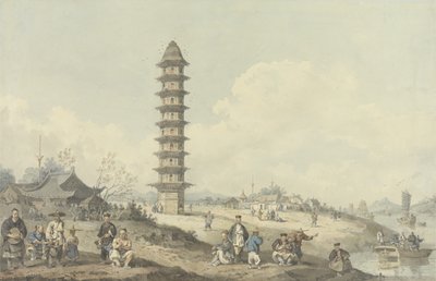 City of Lin Tsin, Shantung, with a view of the grand canal by William Alexander
